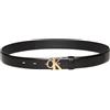 Calvin Klein Donna Cintura Buckle 3,0 cm con Fibbia con Monogramma, Nero (Black/Antique Light Gold), 90 cm