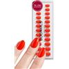 DOONAILS® On Fire, Set di 30 unghie finte in morbido gel, corte e rotonde, colore rosso fuoco, copertura completa, 15 misure, 7-14 mm, lunghezza 14 mm