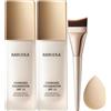 BASTOUR Mira Glow Fondotinta Adattivo Pelli Mature Over 50, Changing Foundation SPF 15 con Spazzola trucco e Spugnette Trucco (2pc)