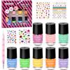wakaniya Smalto per unghie per bambini, non tossico, ad asciugatura rapida, esfoliante, mini kit per unghie con pietre preziose, 8 colori, a base d'acqua, basso odore
