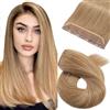 Silk-co 40cm Extension Capelli Veri Clip Fascia Unica #27 Biondo Scuro 5 Clips Capelli Umani 45g Remy Hair Extension con Clip