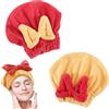 PYRUVAE 2 Pezzi Turbante Asciugacapelli in Microfibra - Asciugamano Capelli con Fiocco Design Principessa, Cuffia Asciugacapelli Super Assorbente per Donna e Bambina (Rosso + Giallo)