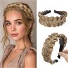 Hanaoops Fascia Larga con Treccia Disordinata In Sintetico, Elastica Fascia per Capelli Intrecciata con Denti Accessorio per Capelli per Ragazze e Donne (Noci Pecan)