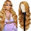 Creuost Perücke #27 biondo miele 4x4 Swiss Spitze onde del corpo in pizzo frontale capelli umani cuneo da donna perücken non processato brasiliano vergine capelli pre pizzicati con capelli naturali 24
