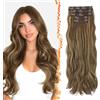 BARSDAR 60cm Sintetici Layered Ondulato Marrone Biondo Extension Capelli | 5PCS Layered Soft Wave, Lace Weft, Setosi Morbide Voluminosi Leggeri, Easy Wear Confortevole Fit,Tangle-free Aspetto Naturale