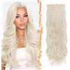 BARSDAR 60cm Sintetici Layered Ondulati Platino Biondo Extension Capelli | 5PCS Layered Soft Wave, Lace Weft, Setosi Morbide Voluminosi Leggeri, Easy Wear Confortevole Fit,Tangle-free Aspetto Naturale