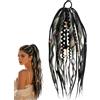 Generico Coda di cavallo elastica con dreadlock,Coda Posticcia Intrecciata Stile Boho con Perline, Extension Capelli Dreadlock Leggera con Elastico, Uso Quotidiano e Festival