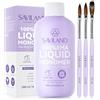 Saviland 200ML Avanzato Liquido Acrilico con Pennello Acrilico Monomero per Acrilico Unghie puro EMA con 3PCS Pennelli Acrilici Premium (8/10/14), Basso Odore, Non Ingiallimento