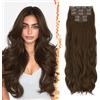 BARSDAR 60cm Sintetici Layered Ondulati Auburn Medio Clip Extension Capelli | 5PCS Layered Soft Wave, Lace Weft, Setosi Morbide Voluminosi Leggeri, Easy Wear Confortevole Fit,Tangle-free Aspetto Naturale