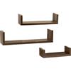BAKAJI Set 3 Mensole da Parete Moderne Design con Bordi Laterali Mensola Scaffale 1 Ripiano in Legno MDF Varie Dimensioni (Noce)