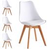 Shally Dogan Set 4 Sedie per Sala da Pranzo con Piedi in Legno e Seduta con Morbida Imbottitura, Sedia Design Nordico, Poltrona Stile Scandinavo Ideale per Cameretta, Cucina, Ufficio (Bianco)