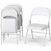 Shally Dogan Set 4 Sedie Pieghevoli con Struttura in Metallo e Seduta in Ecopelle Ergonomica ed Imbottita, Sedia Multiuso da Esterno ed Interno, Ideale per Bar, Ristoranti, Casa, Giardino (Bianco)