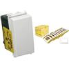 VIMAR 0R14008 Plana Pulsante 1P No 10 A 250 V, illuminabile, Tasto sostituibile, 1 Pezzo, Bianco & Plana 0T14653.01 Placca 3 moduli in tecnopolimero, 10 pezzi, bianco