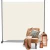 Fiqops Paravento per esterni, divisorio con ruote, 1 pezzo, 187 x 181 cm, paravento resistente alle intemperie, per esterni e ufficio, colore beige