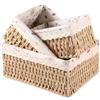 SZMK 3 Pezzi Cestini Vimini Piccoli Rettangolari,Cestino Portaoggetti Bagno,SZMK Cestino Intrecciato Impilabile,Cestini Decorativi con Fodera,Small Storage Basket,Scatola Portaoggetti Cucina per Cameretta