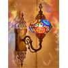 DEMMEX Applique da Parete Turca Marocchina in Mosaico, Globo in Vetro Fatto a Mano, Base in Ottone, Cavo 1,5 m, Illuminazione Decorativa per Soggiorno e Camera, Topmix