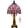 Bidesen 5 pollici Lampada Da Tavolo In Stile Tiffany, Viola Pattern Pastorale Lampada Da Tavolo In Vetro Colorato Camera Da Letto Comodino Soggiorno