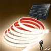 HEGEHE 24V 1200mAH striscia LED solare [0.5M, blanco natural 4000-4500K], 240 LEDs/m luce da giardino solare in silicone, flessibile e impermeabile IP68, 8 modalità, illuminazione per la casa