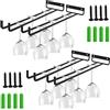 Lostwry Supporto per bicchiere da vino, 4 pezzi porta bicchieri da vino appeso in metallo, gancio per bicchieri, per scaffale con viti supporto in vetro per cucina, caffè, bar, ristorante, (30 cm,