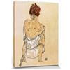 1art1 Egon Schiele Poster Stampa Artistica su Tela Donna Seduta di Schiena, 1917 Quadro da Parete sulla Barella | Murale XXL | Immagine 80x60 cm