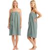 CalmySPA Asciugamano Da Sauna In Spugna Leggera Da Donna, In Cotone, Con Elastico E Bottone, Per Sauna, Kilt (Jade)