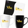 Brubaker Tazze di Caffè Her King e His Queen con Biglietto D'Auguri - Tazze di Caffè di Coppia in Bianco e Nero - 300 ml Mugs Gift Set - Set di Tazze in Confezione Regalo