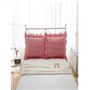 Meaning4 Federe quadrate per cuscini a quadri rossi e bianchi con volant, federe a quadretti, federe gingham, copricuscini in cotone lavato stile casa di campagna per letto/divano (45,7 x 45,7 cm, a quadri