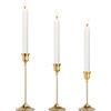 Litoott Set di 3 portacandele sottili in metallo (bronzo/oro), ideali come decorazione da tavolo, per matrimoni, celebrazioni, camini, come regalo di inaugurazione della casa o decorazioni di Natale e