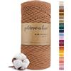 goldmariechen Karamell (caramello) Corda macramè premium 3 mm x 100 m, 100% cotone, filo di cotone per fai da te, decorazione murale, acchiappasogni e artigianato