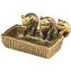 ZDHC Oro Tre maiali vitello mangiare insieme Figurine Puro Rame Pimpi Statua Zodiaco Animale Sculture Ornamento Desktop per Casa Ufficio Giardino Display Decorativo da Collezione Artigianato