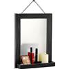 Funerom Specchio da bagno in legno nero con mensola, 30 x 40 cm, specchio da parete per soggiorno