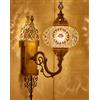 DEMMEX Applique da Parete Turca Marocchina in Mosaico, Globo in Vetro Fatto a Mano, Base in Ottone, Cavo 1,5 m, Illuminazione Decorativa per Soggiorno e Camera, Marrone