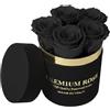 Premium-rose.com Box Cilindro in Velluto con Rose stabilizzate, box premium con rose eterne rossa blu bianche nere. Scatola Tonda Nera, Idea regalo San Valentino, Made in Italy (nera)