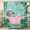 Generic Tenda da doccia a righe con cavalli, fantasia tropicale, vasca da bagno tropicale, foglie tropicali, turchese estivo, lavabile, con ganci, tenda decorativa per bagno camera degli ospiti, 183 x 198 cm