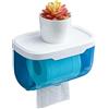 Agatige Portarotolo chiuso, portarotolo da bagno in plastica trasparente con copertura completa per carta igienica per da bagno (Blu)