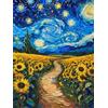ADCCAT Kit di Pittura Diamante per Adulti, DIY 5D Girasole Diamond Painting Kit Completo per Adulti, Diamond Painting Notte Stellata Disegni con Perline da Attaccare, per Decorazioni de Parete, 40x50cm C-7