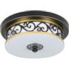 meibeileil Plafoniera Soffitto Soggiorno Rotonda Vintage,Ø30*H10cm Plafoniera in Tessuto-Vetro,Nero Lampadario Soffitto Villa Piatta per Camera da Letto,Cucina e Sala da Pranzo,Luce Neutra 4500K.