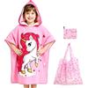 QuidToyzian Asciugamano con Cappuccio Unicorno，Telmaricampe e Piscina in Microfibra，Vestaglia Indossabile Design Adorabile，Regalo Estate Red