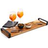 SEPERCASA Vassoio da Portata in Legno di Acacia con Manici in Metallo Nero | Tagliere Rettangolare 50x15x4 cm | Ideale come Tagliere per Salumi, Formaggi, Aperitivi, Sushi e Design Centro Tavola