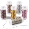 KYROSOL 6 Rotoli Filo per Collane Uncinetto, 0.4mm x 50m Cordoncino Metallico | Filato Gioiello per Bigiotteria Uncinetto, Filo Sorrento per Gioielli, Filato Sottile Dorato e Argentato per Artigianato
