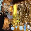 Microwear Tenda Luminosa,3Mx3M 300 LED Tenda Luminosa,Luci per Tende a LED con 8 Modalità Stringa Luce Catena, Cascata di Luci per Natale,Matrimoni,Finestre,Giardin