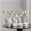 SOONHUA Set di 3 vasi in ceramica bianca stile boho nordico, vasi per fiori di erba della pampa per soggiorno, libreria, ingresso