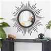 HLFMVWE - Specchio da parete rotondo a piccoli raggi in metallo per soggiorno, corridoio, camera da letto, bagno, fattoria, ingresso, 30 x 30 cm, colore nero