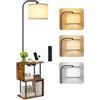 OUTONLIFE Lampada da Terra con Tavolino, Design a S e Porte di Ricarica USB