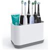 Linkidea Supporto per Spazzolino Elettrico, Plastica, 6 Posti, Organizer da Piano Compatibile con Oral-B iO Series e Philips Sonicare ProtectiveClean (Bianco+Grigio)