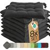 etérea Himmlische Qualität etérea Cuscino per Sedia 40x40 cm Antracite - con Lacci, Imbottitura Indeformabile, Interno & Esterno, Set da 8 per Sedia da Giardino, Sala da Pranzo & Panca