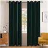 YSTELLAA Impermeabili Tende Oscuranti Per Interni 2 Pezzi, 140×175CM, Tende Termiche Isolanti Con Anelli, Moderne, Fonoassorbenti, Per Soggiorn, Camera Da Letto, Verde