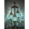 DEMMEX 2023 - Lampada da tavolo da comodino con 3 globi turchi e marocchini, stile bohémien, 53 cm, colore: Turchese