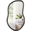 FEUFOAM Specchi con cornice in legno, specchio da parete asimmetrico irregolare, grande specchio da bagno rustico nero da parete per soggiorno, camera da letto, ingresso corridoio