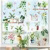 Supzone Adesivi Finestra Vetrofanie Piante Tropicali Verdi Decorazioni Primavera e Estate, Decorazioni per Vetri Anti-Uccelli Adesivi Statici per Finestre